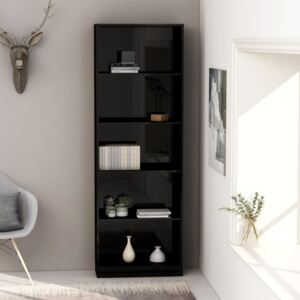 VidaXL 5-Tier Book Cabinet High Gloss Black 60x24x175 cm Chipboard