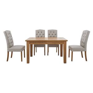Furnitureland - California Solid Oak Rectangular Extending Table and 4 Button Back Upholstered Chairs