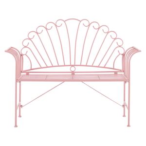 Outdoor Bench Pink Metal 2 Seater Flared Armrests Vintage Style Beliani