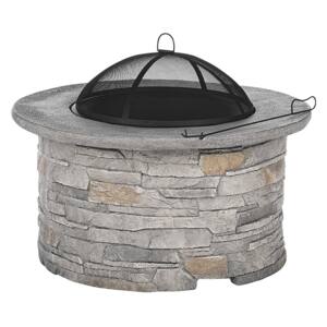 Fire Pit Heater Grey Black Mesh Cover Round Outdoor Beliani