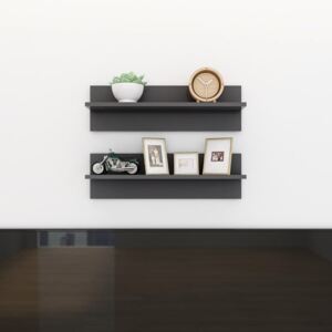 Wall Shelves 2 pcs Grey 60x11.5x18 cm Chipboard