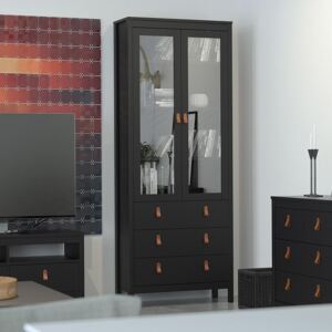 Barcelona Black 2 Glass Door Display Cabinet