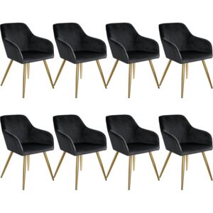 Tectake 404017 8 marilyn velvet-look chairs gold - black/gold