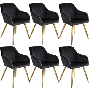 Tectake 404016 6 marilyn velvet-look chairs gold - black/gold