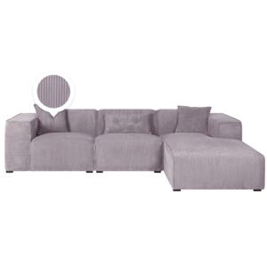 Corner Sofa Grey Corduroy 3 Seater Left Hand Extra Scatter Cushions Modern Beliani