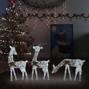 VidaXL Christmas Reindeer Family 270x7x90 cm Silver Cold White Mesh