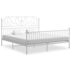 VidaXL Bed Frame White Metal and Plywood 180x200 cm