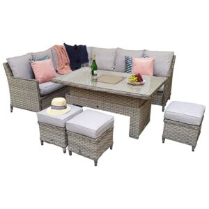 Edawa Corner Dining With Lift Table 3 Wicker Special Grey