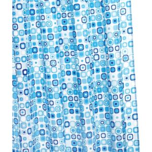 Croydex Patterned Textile Shower Curtain Geo Mosaic Blue