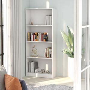 VidaXL 4-Tier Book Cabinet White 60x24x142 cm Chipboard