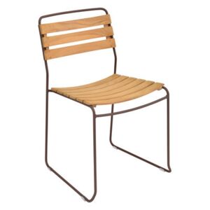 Surprising Stacking chair - / Wood & metal by Fermob Brown/Natural wood