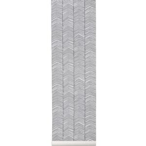 Herringbone Wallpaper - 1 panel - L 53 cm by Ferm Living White/Black