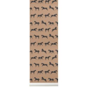 Horse Wallpaper - / 1 roll - Width 53 cm by Ferm Living Brown