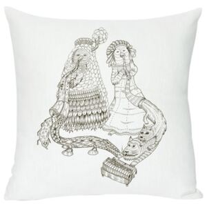 Cosmos Birds Cushion - Screen printed cushion made of linen & cotton by Domestic White