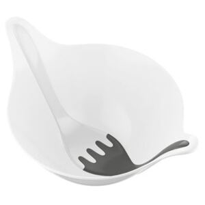 Leaf Salad bowl - / 4 L - With utensils by Koziol White/Grey