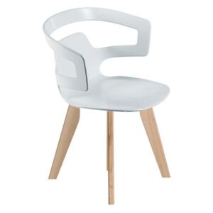 Segesta Wood Armchair - Plastic shell & wood legs by Alias White/Natural wood