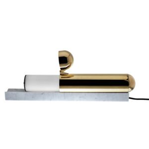 ISP Table lamp - LED - Marble & brass - L 55 cm by DCW éditions White/Gold