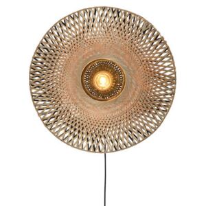 Kalimantan Large Wall light with plug - / Bamboo - Ø 87 cm by GOOD&MOJO Beige/Natural wood