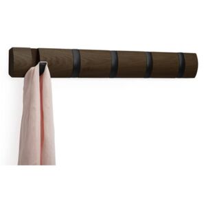 Flip Wall coat rack - / 5 folding hooks - L 55 cm by Umbra Natural wood