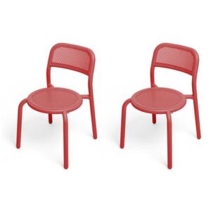 Toní Stacking chair - / Set of 2 - Perforated aluminium by Fatboy Red
