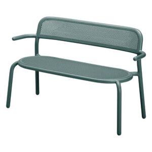 Toní Bankski Bench with backrest - / L 127 cm - Perforated aluminium by Fatboy Green