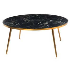 Coffee table - / Ø 80 x H 35 - Marble look by Pols Potten Black