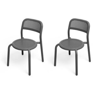 Toní Stacking chair - / Set of 2 - Perforated aluminium by Fatboy Black