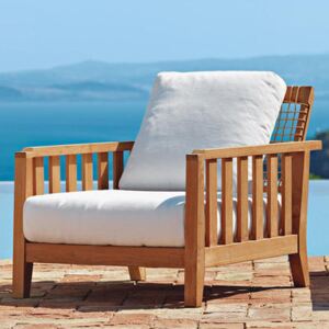 Synthesis Padded armchair - / Teak & rope - Adjustable backrest by Unopiu White/Natural wood
