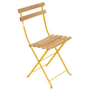 Bistro Folding chair - Metal & wood by Fermob Yellow