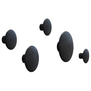 The Dots Wood Hook - Set of 5 by Muuto Black