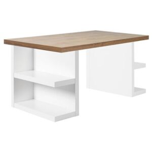 Storage Desk - L 180 cm by POP UP HOME White/Natural wood