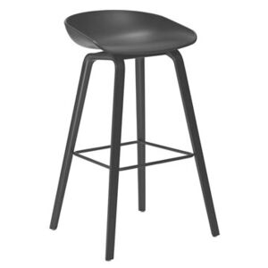 About a stool AAS 32 Bar stool - H 65 cm - Plastic & wood legs by Hay Black