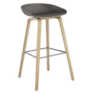 About a stool AAS 32 Bar stool - H 75 cm - Plastic & wood legs by Hay Grey/Natural wood