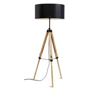Darwin Floor lamp - / Fabric & wood - Adjustable height 143 to 173 cm by It's about Romi Black/Natural wood