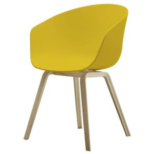 About a chair AAC22 Armchair - Plastic shell & wood legs by Hay Yellow