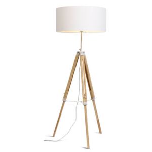 Darwin Floor lamp - / Fabric & wood - Adjustable height 143 to 173 cm by It's about Romi White/Natural wood