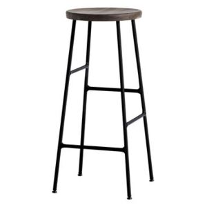 Cornet Bar stool - / H 75 cm - Wood & metal by Hay Black/Natural wood