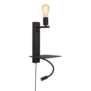 Florence Wall light with plug - / LED reading light, shelf & USB port by It's about Romi Black