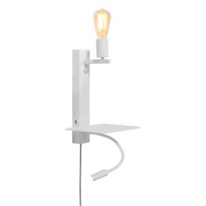 Florence Wall light with plug - / LED reading light, shelf & USB port by It's about Romi White