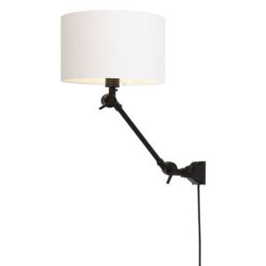 Amsterdam Small Wall light with plug - / Fabric lampshade - L 60 cm by It's about Romi White/Black