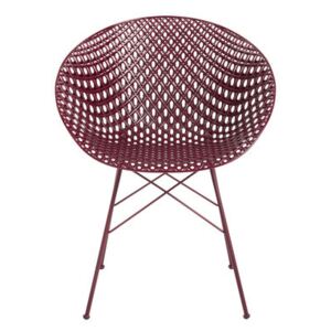 Smatrik Armchair - / Plastic seat & metal legs by Kartell Pink/Red/Purple