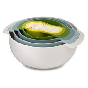 Nest Plus Salad bowl - Strainer and bowl-doser - 9 stackable pieces by Joseph Joseph White/Yellow/Green