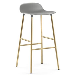 Form Bar stool - / H 75 cm – Brass foot by Normann Copenhagen Grey/Gold