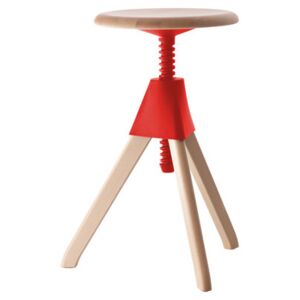 Jerry Stool - H 50/66 cm by Magis Red/Natural wood