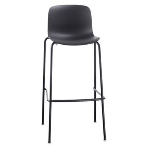 Troy Outdoor Bar stool - Plastic & 4 metal feet - H 75 cm by Magis Black