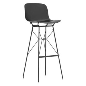 Troy Bar stool - / Plastic & steel wire legs - H 77.5 cm by Magis Black