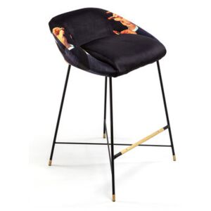 Toiletpaper Bar stool - / Lipsticks - Padded & velvet - H 92 cm by Seletti Multicoloured