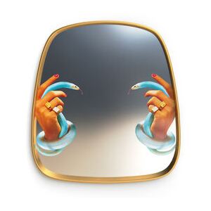 Toiletpaper Mirror - / Hands & snakes - 54 x 59 cm by Seletti Multicoloured/Gold/Mirror