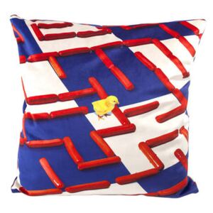 Toiletpaper Cushion - / Labyrinthe - 50 x 50 cm by Seletti White/Blue/Red/Multicoloured