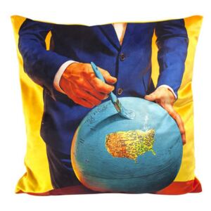 Toiletpaper Cushion - / Globe - 50 x 50 cm by Seletti Multicoloured